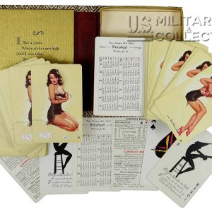 JEU DE CARTES US WWII, PIN-UP, COMPLET BOÎTE D’ORIGINE. (Cartes vues dans le film Fury©)